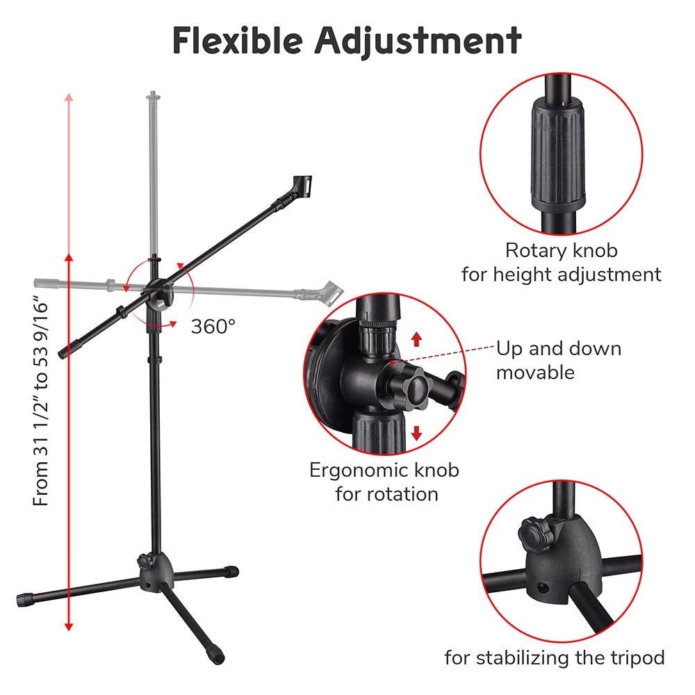 Yescom Microphone Boom Stand and Adjustable Tripod