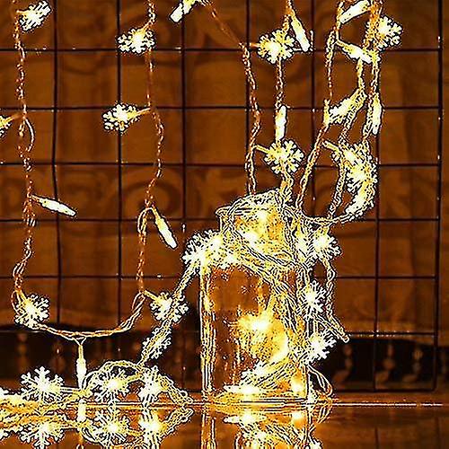 Snowflack Fairy Lights， 20ft 40 Led Batterypowered String Lights， 2 Lighting Modes， Decoractive For