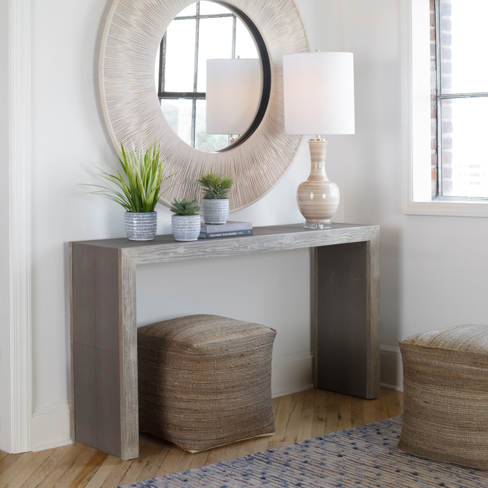 Uttermost Aerina Aged Gray Console Table   Farmhouse   Console Tables   by HedgeApple  Houzz