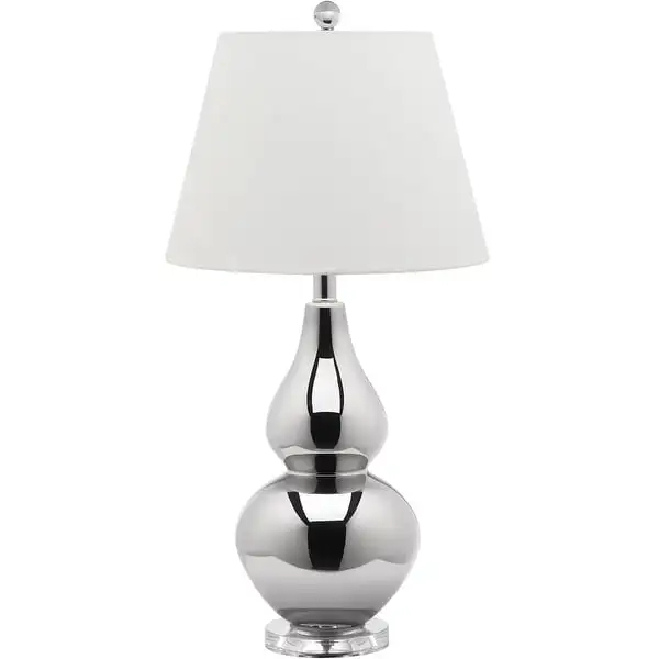 SAFAVIEH Lighting 27-inch Cybil Silver Double Gourd Table Lamp - 14