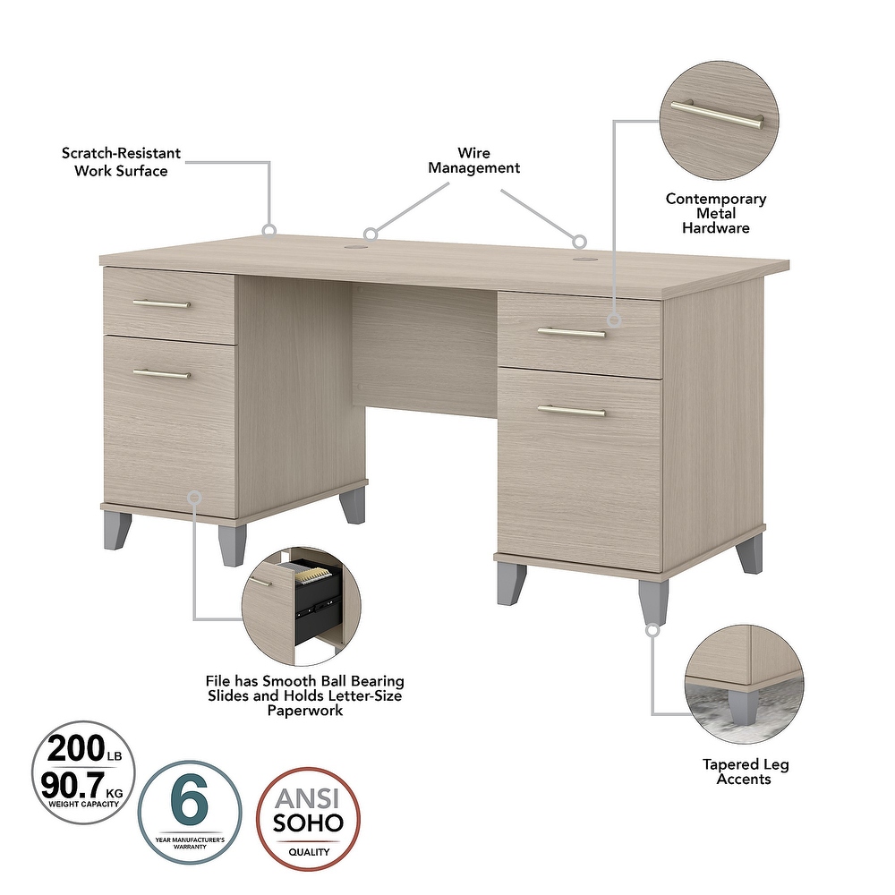 Bush Furniture Somerset 60W Office Desk in Ash Gray