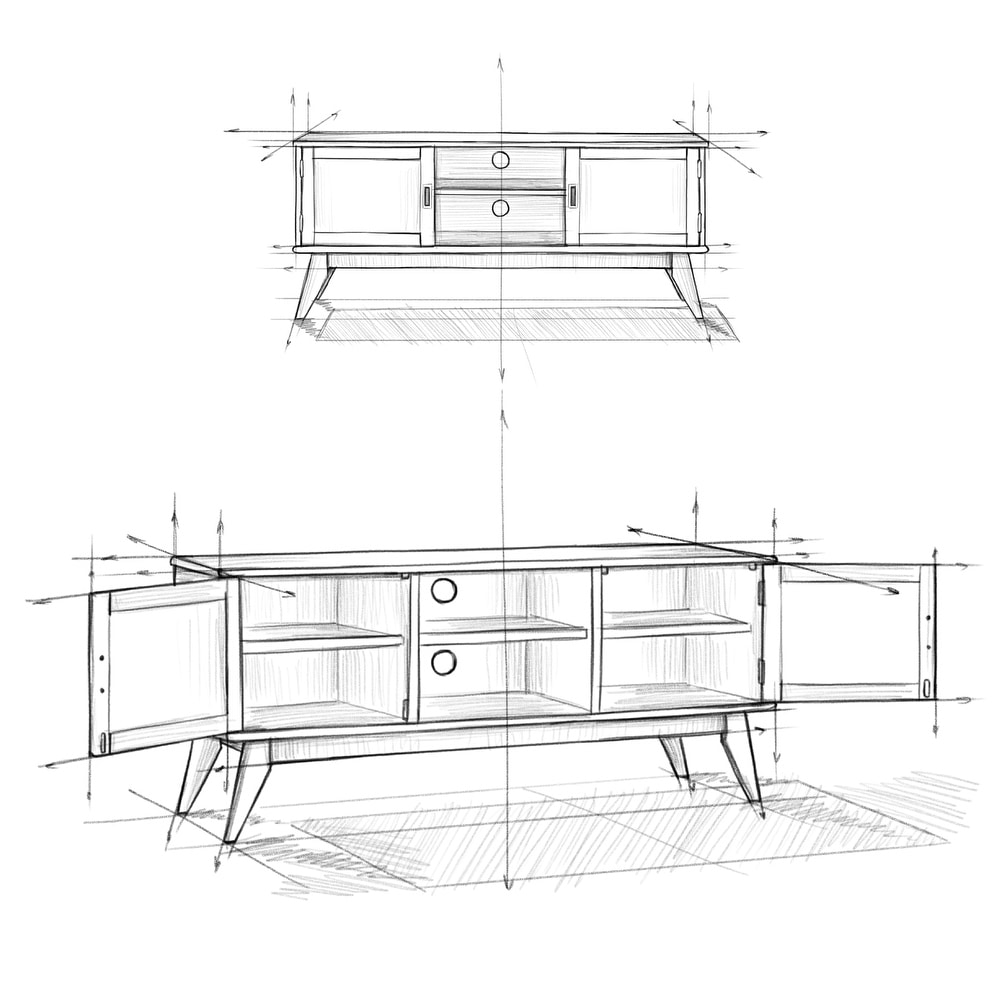 WYNDENHALL Tierney SOLID HARDWOOD 60 inch Wide Mid Century Modern TV Media Stand For TVs up to 65 inches   60\