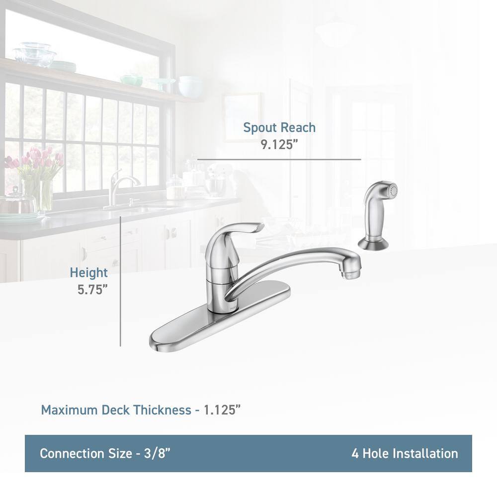 MOEN Adler Single-Handle Low Arc Standard Kitchen Faucet with Side Sprayer in Spot Resist Stainless 87202SRS