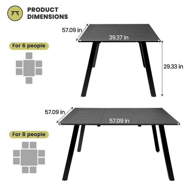 Black Outdoor Expandable Aluminum Dining Table