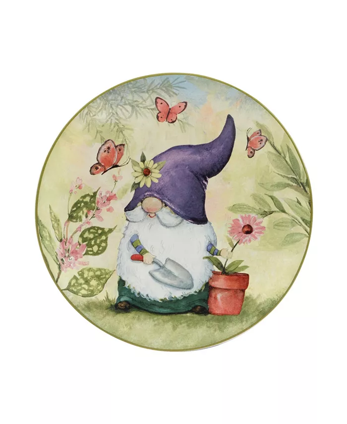 Certified International Garden Gnomes Set of 4 Salad Plate 9