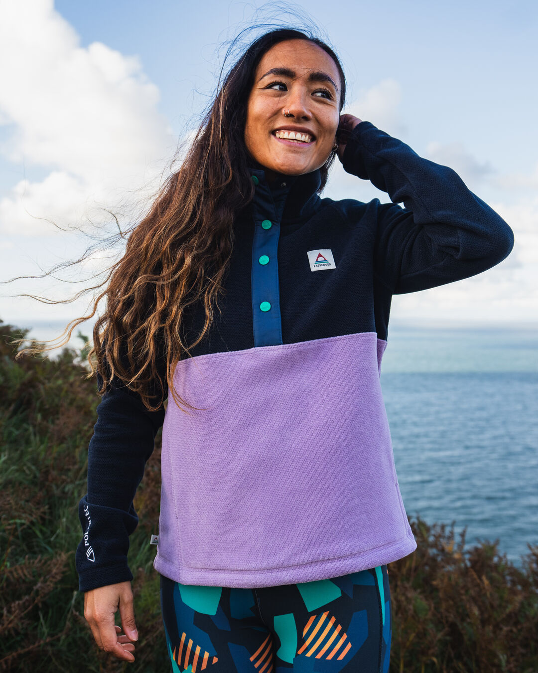 Snowdrop Pullover Recycled Polartec® Fleece - Lilac/ Deep Navy