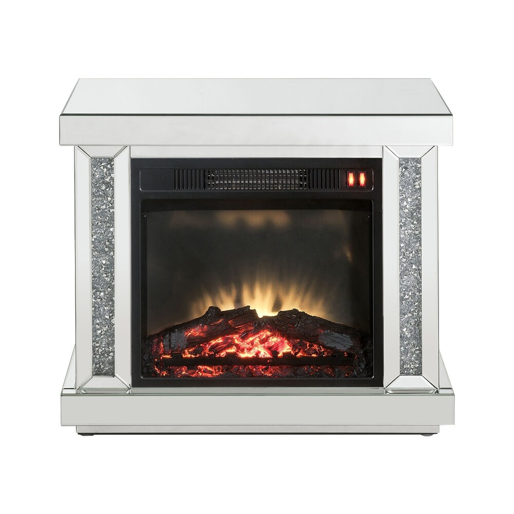 ACME Noralie Fireplace in LED  Mirrored and Faux Diamonds