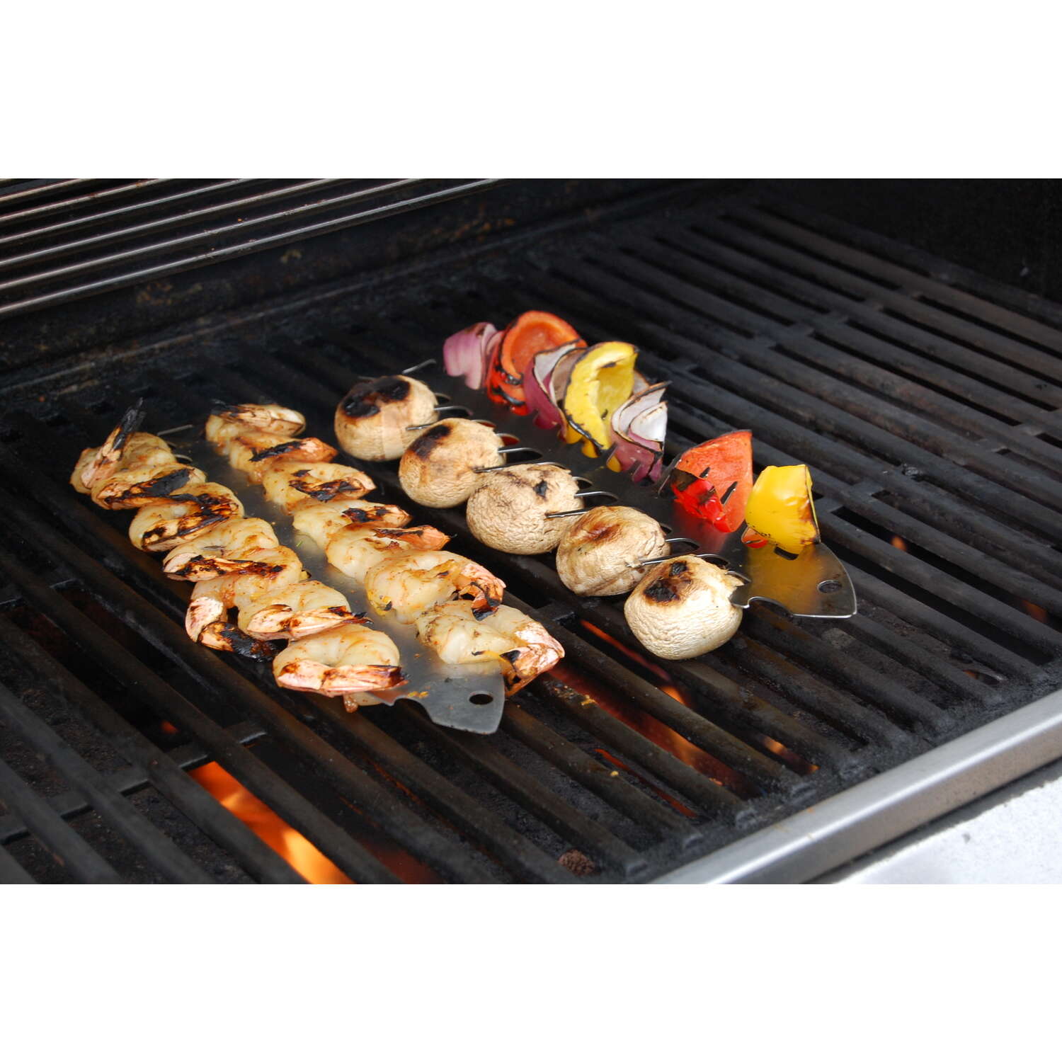 Proud Grill Slide and Serve BBQ Skewers Silver Stainless Steel Skewers