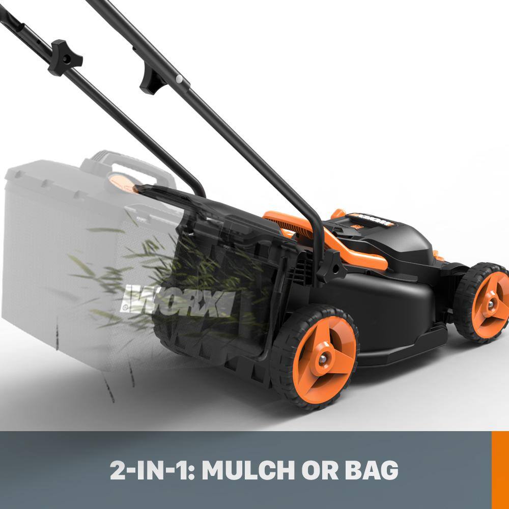 Worx POWER SHARE 40-Volt 14 in. Cordless Battery Walk Behind Mower with Mulching  Intellicut (Battery  Charger Included) WG779