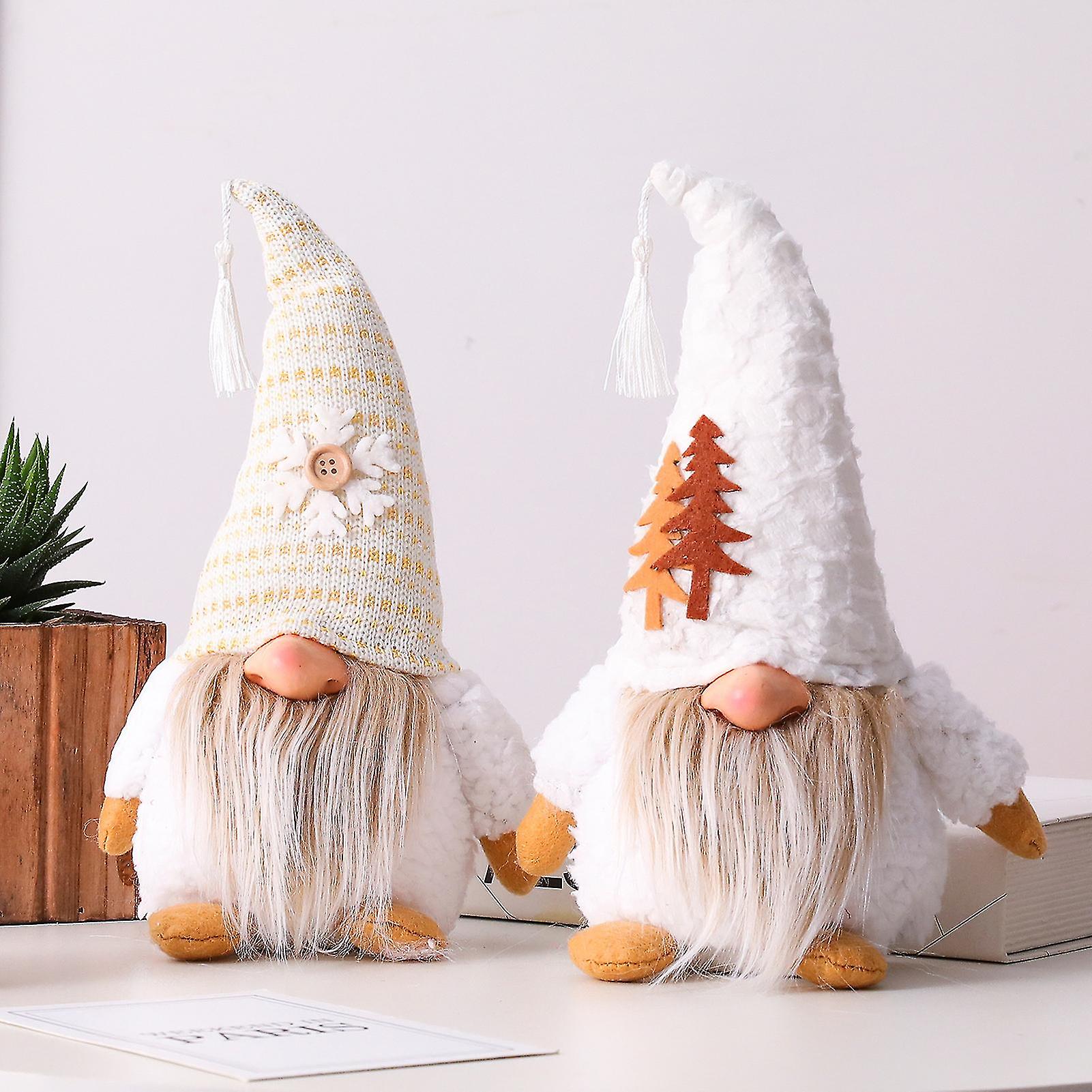 Christmas Plush Doll Big Nose Knitted Hat Snowflake/tree Decor Handmade Scene Faceless Gnome