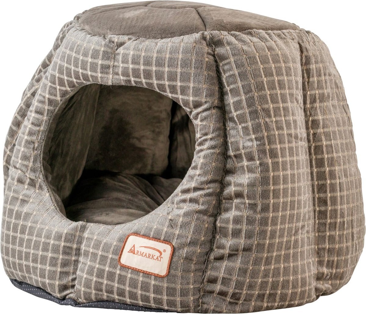 Armarkat 16-in Cave Shape Cat Bed， Bronze and Silver