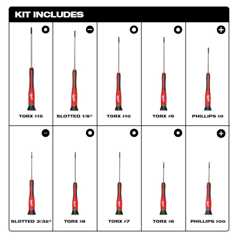 MW Precision Screwdriver Set (10-Piece) 48-22-2612