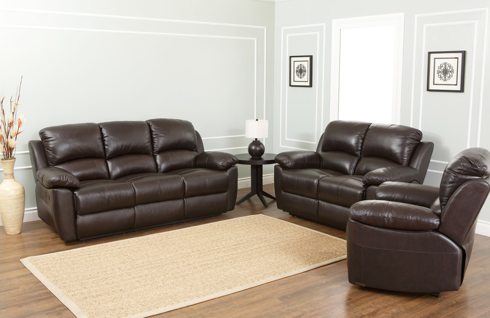 Toscana 3 Piece Leather Set  Brown   Contemporary   Living Room Furniture Sets   by Abbyson Living  Houzz