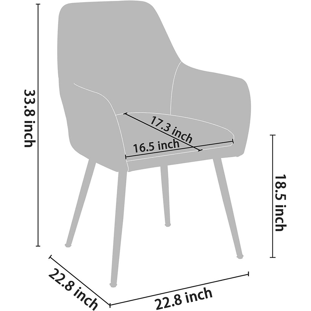 CangLong Modern Accent Arm Chairs with Golden Metal Legs  Set of 2