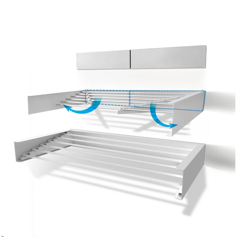 STEP UP 40 in. IndoorOutdoor White Retractable Wall Mount Drying Rack Rack40White