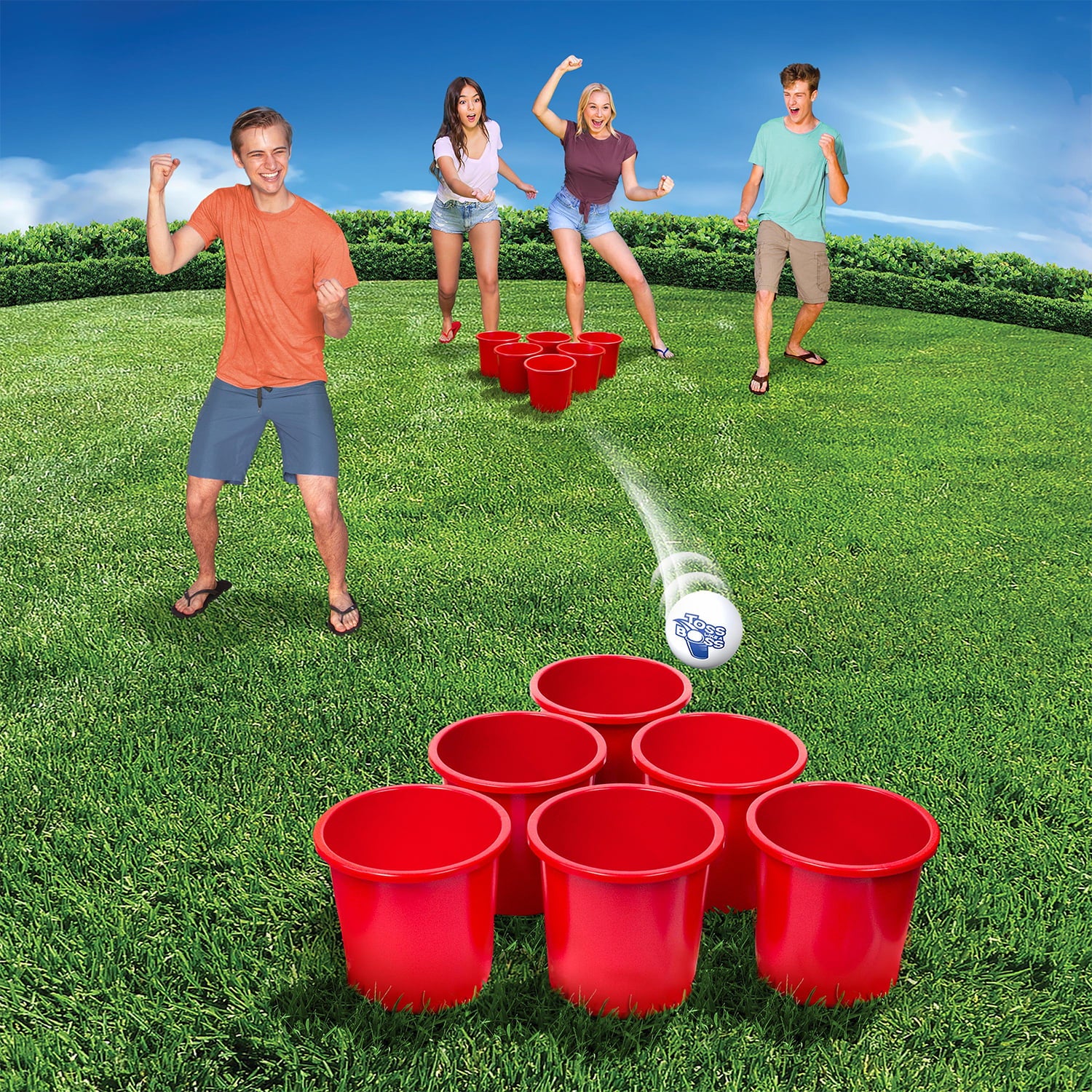 Banzai Toss Like A Boss Outdoor Giant Pong Lawn Game with Drawstring Bag