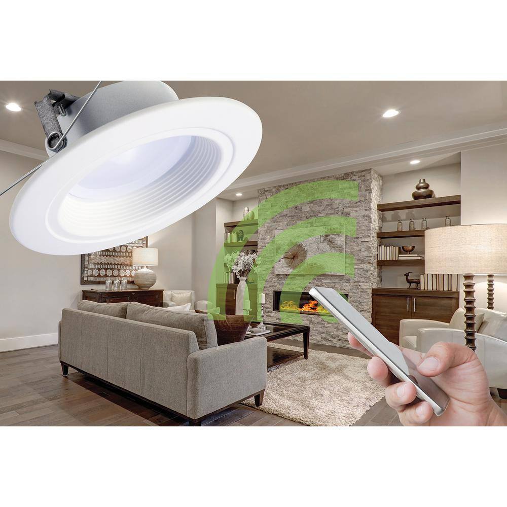 Halo RL 5 in. and 6 in. White Wireless Smart Integrated LED Recessed Downlight Ceiling Fixture Selectable Color Temperature RL560WHZHA69