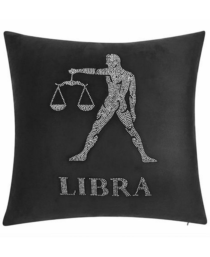 Edie@Home Velvet Beaded 'Libra' Decorative Pillow， 18