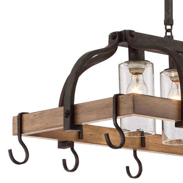 Wide Rustic Farmhouse Seeded Glass 4 light For Dining Room