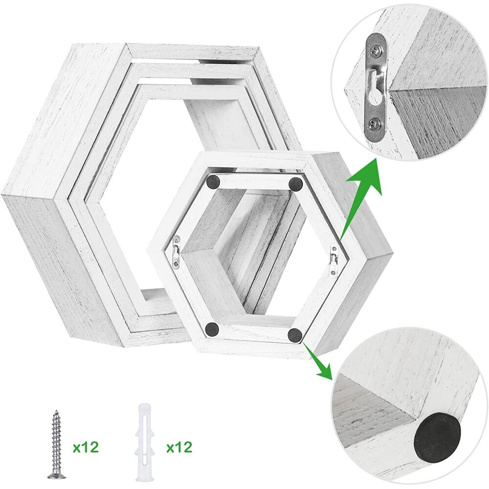 Wall Mounted Hexagon Floating Shelves