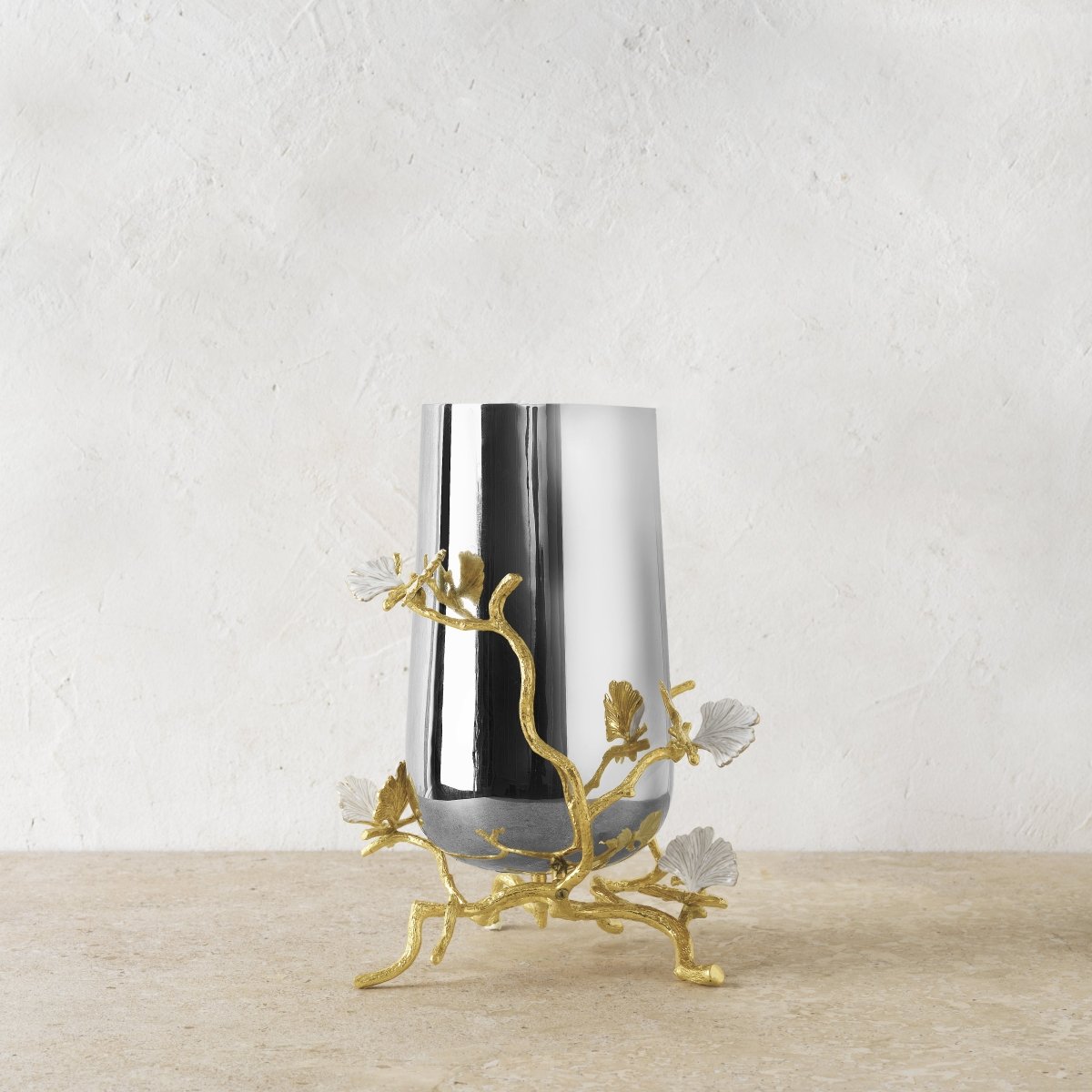 Butterfly Ginkgo Gold Vase