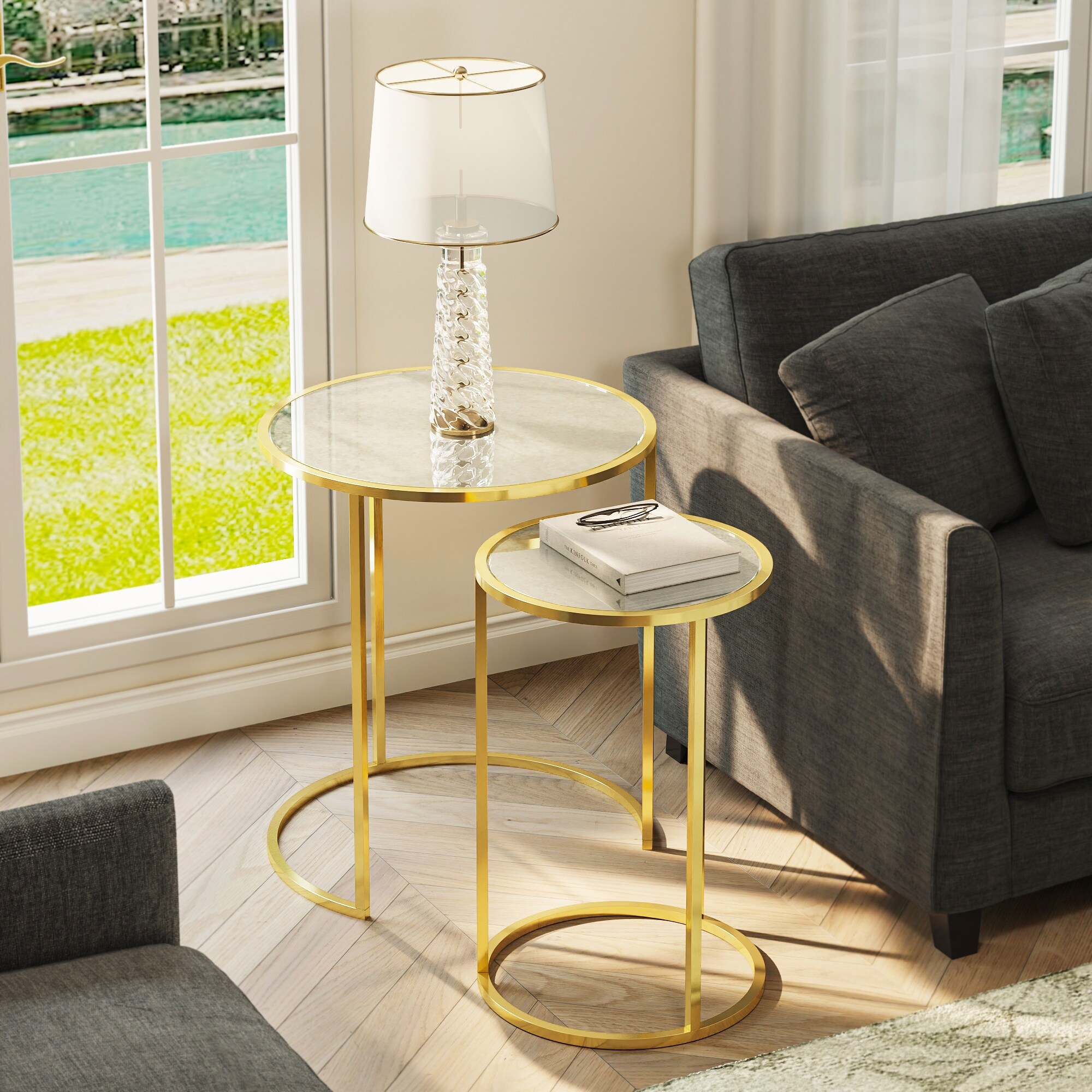 Modern 2-piece Nesting Side Table Set