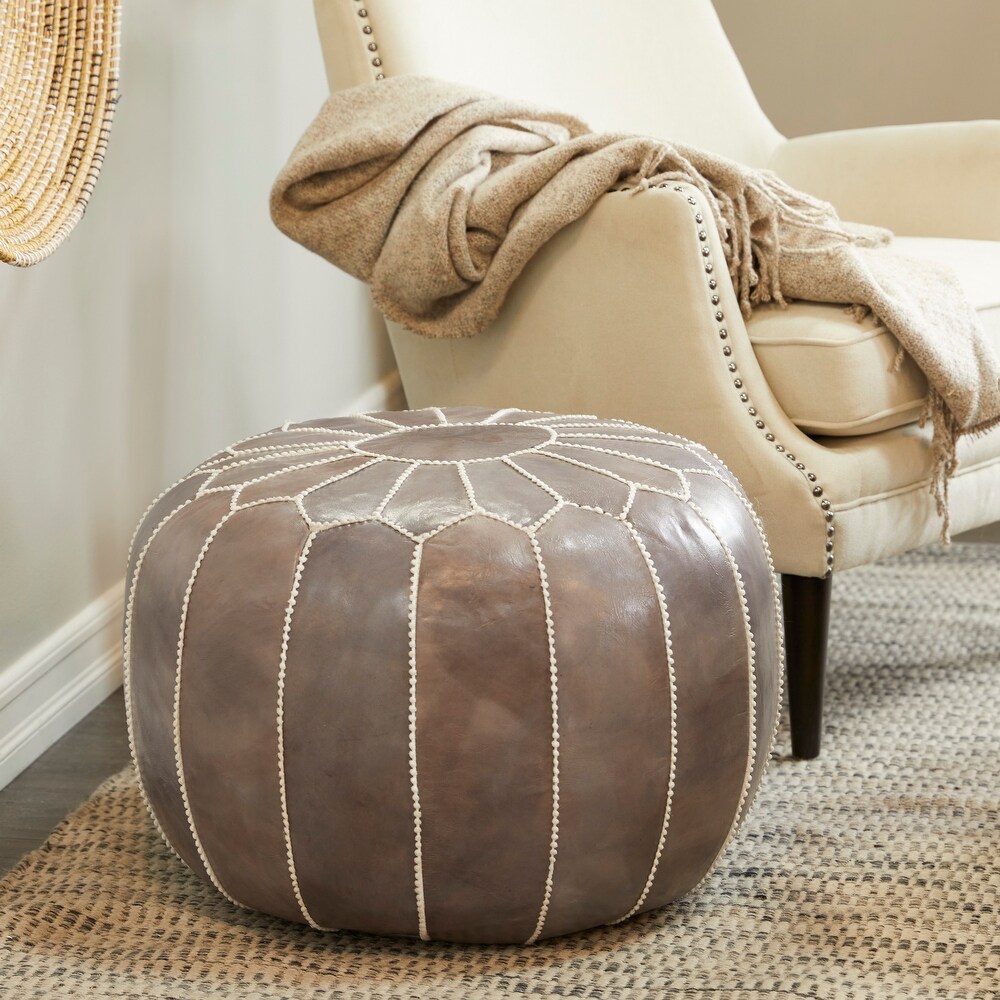 Leather Bohemian Pouf