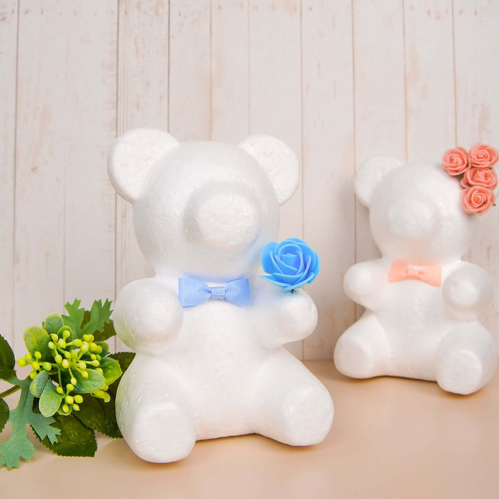 2 Pack DIY White 3D Modeling StyroFoam Bears, Polystyrene Craft Foam Animals 7