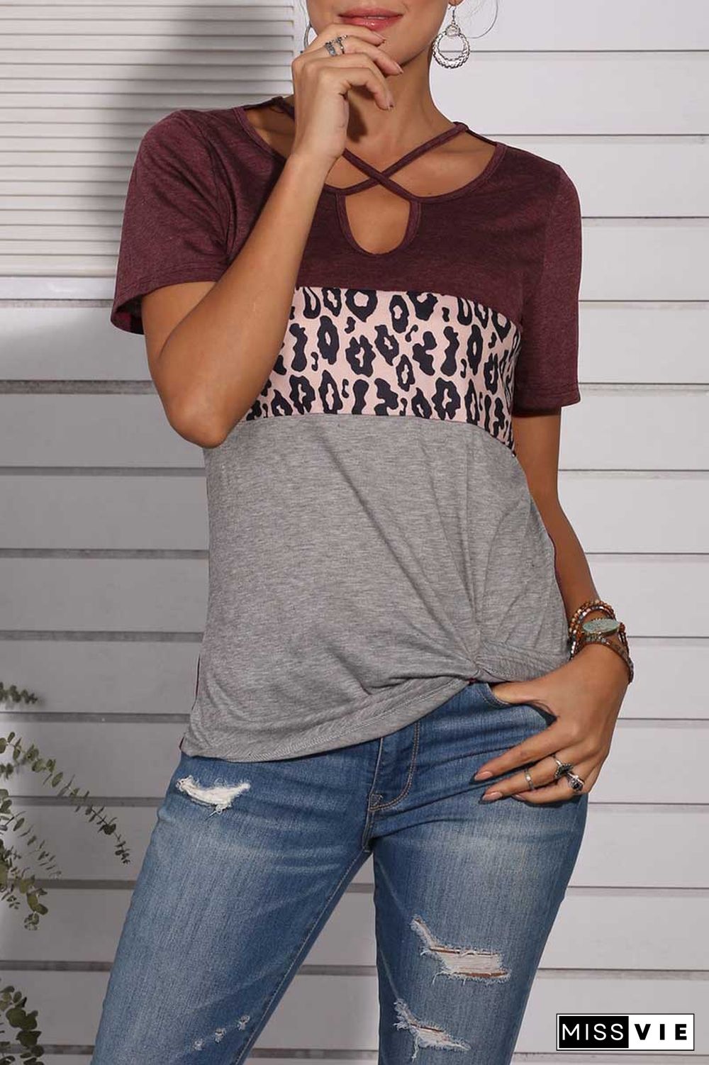 Wine Red Leopard T-shirt