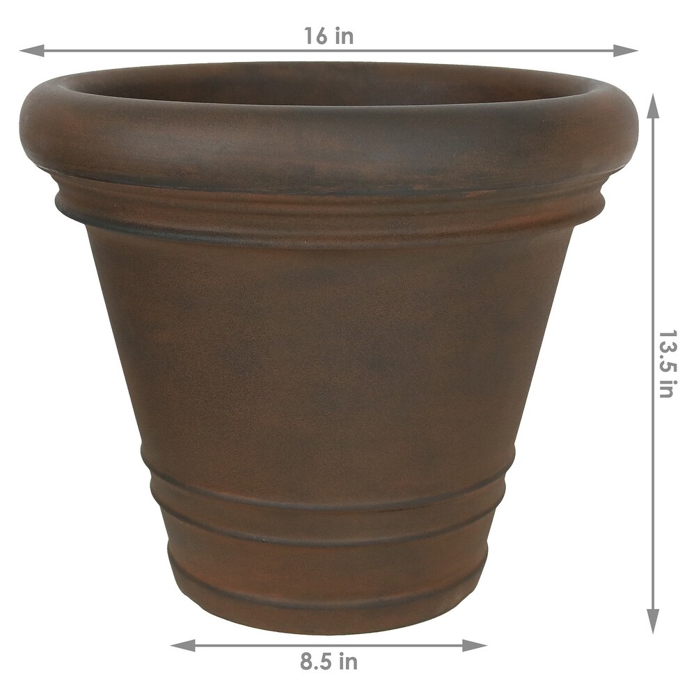 Crozier Outdoor Double Walled Flower Pot Planter   Rust   16\