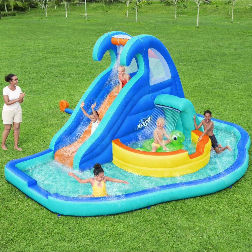 Bestway H2OGO! Wavetastic Multicolor PVC Kids Inflatable Water Park  Turtle Pool Ride-On Float 53404E-BW