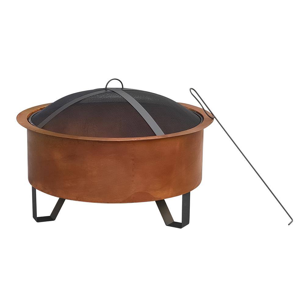 Sterling Oaks Tripoli 26 in. Diam Wood Burning Fire Pit with lid and poker 52120