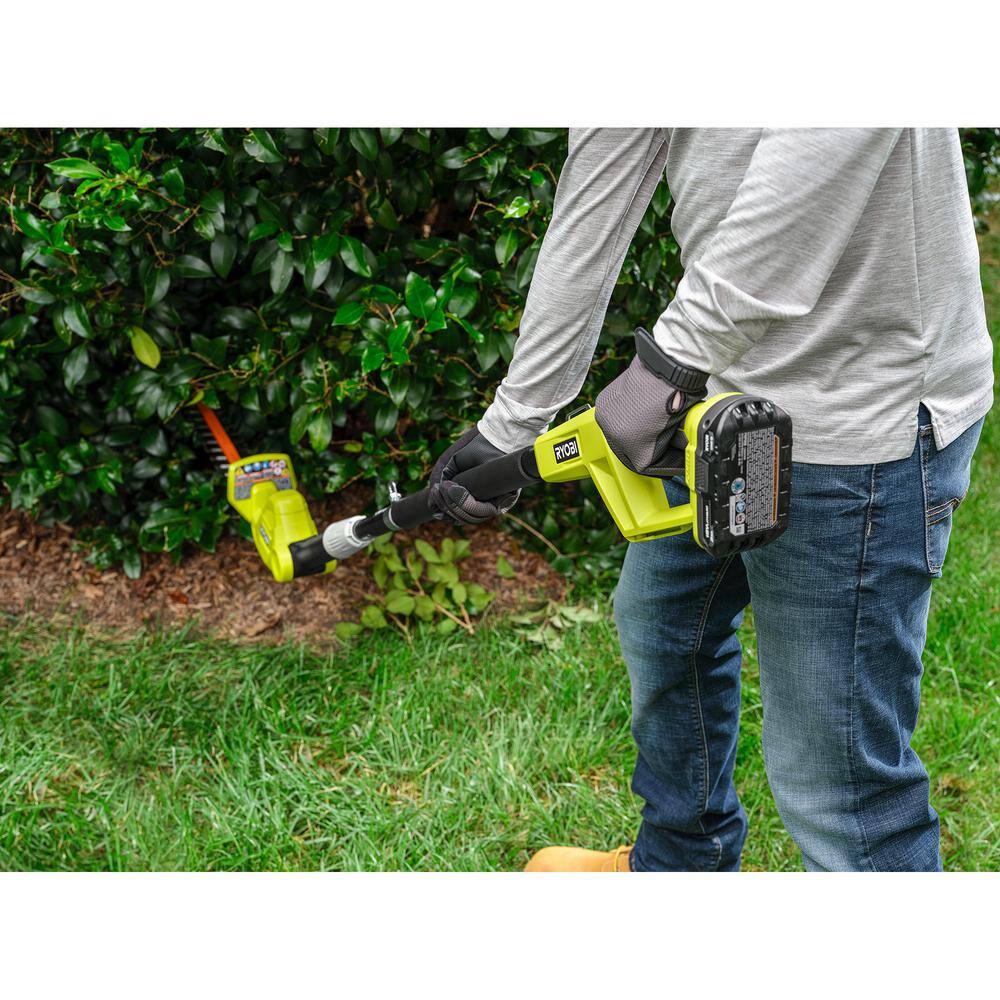 RYOBI ONE+ 18V 18in. Cordless Battery Pole Hedge Trimmer (Tool Only) P26010BTL