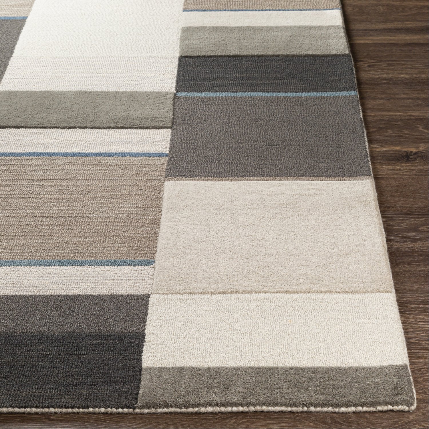 Brooklyn Hand Tufted Rug in Teal, Khaki, Camel, Taupe, Charcoal