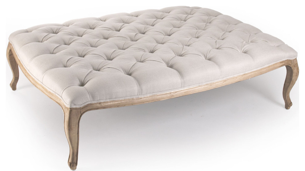 Maison Tufted Ottoman   French Country   Footstools And Ottomans   by HedgeApple  Houzz