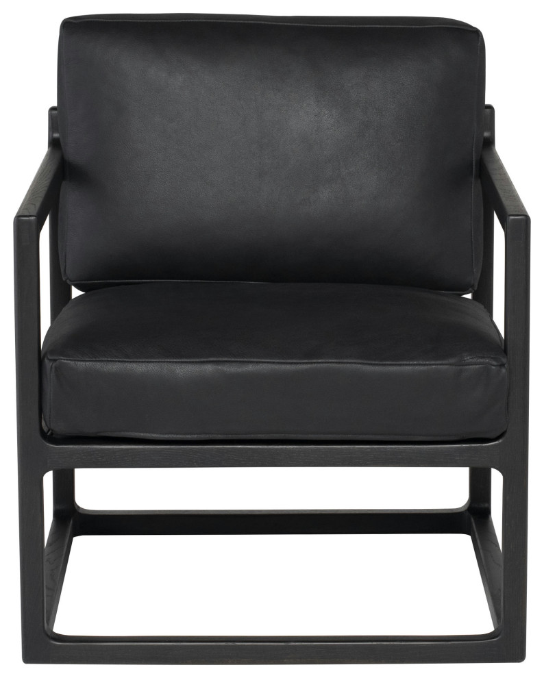 Lian Raven Leather Occasional Chair   Transitional   Armchairs And Accent Chairs   by Kolibri Decor  Houzz