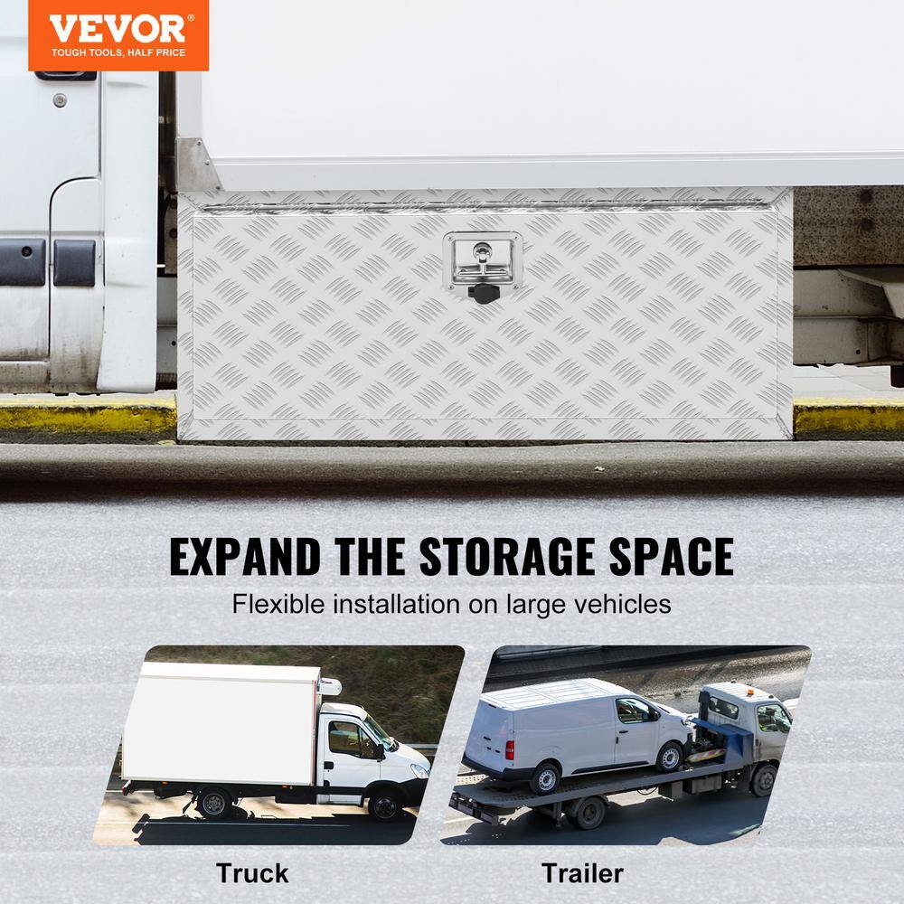 VEVOR 36 in. x 24 in. x 24 in. Underbody Truck Tool Box Aluminum Pickup Storage Box with Keys T-Handle Latch for Truck Trailer CDK362424INCHHXLFV0