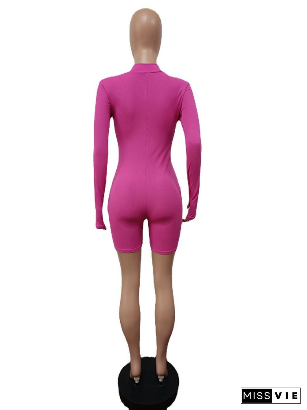 Solid Color Long Sleeve Fitness Stretch Rompers