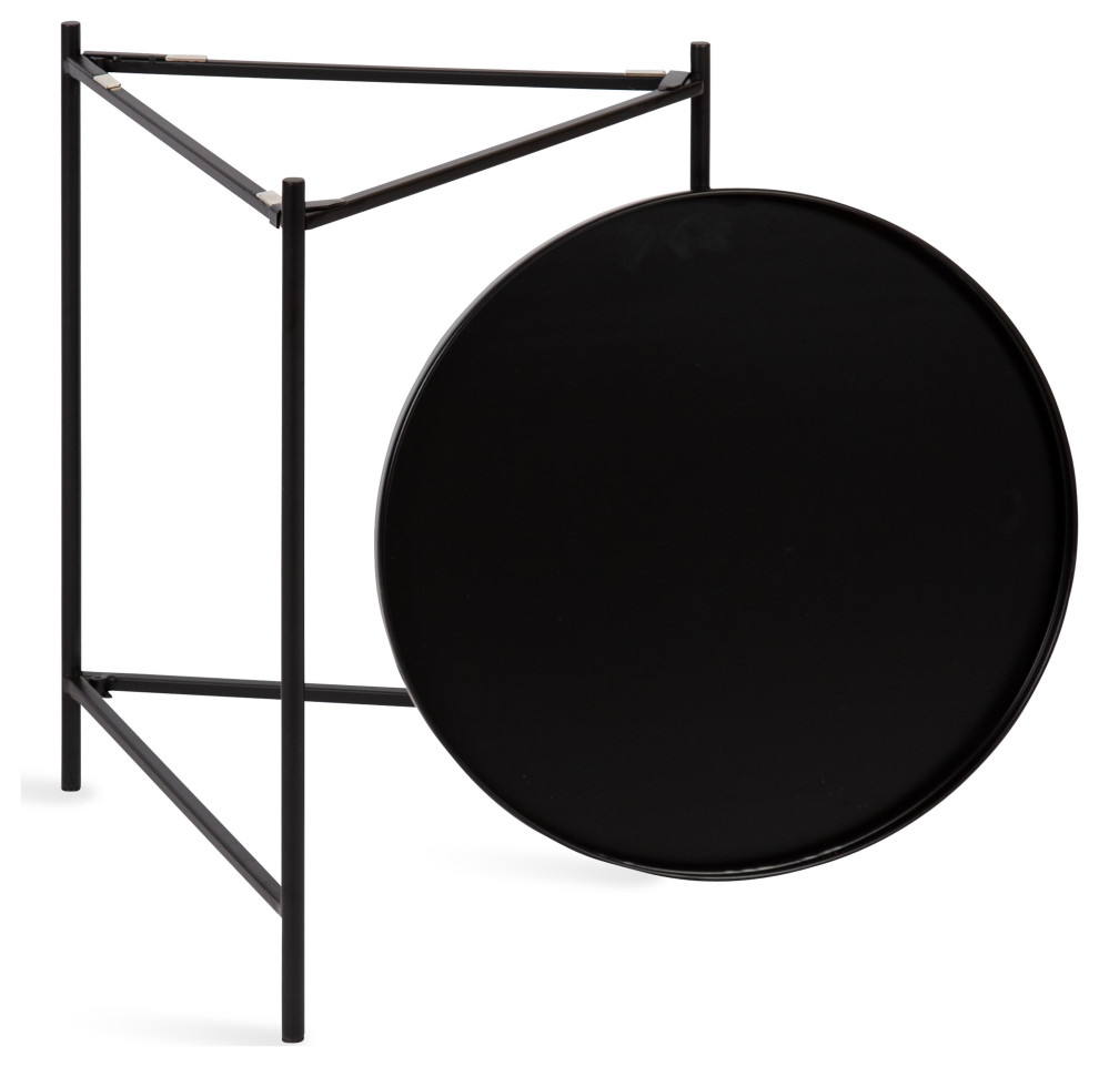 Kate and Laurel 2 Piece Ulani Nested Round Metal End Table Set  Black   Contemporary   Side Tables And End Tables   by Uniek Inc.  Houzz