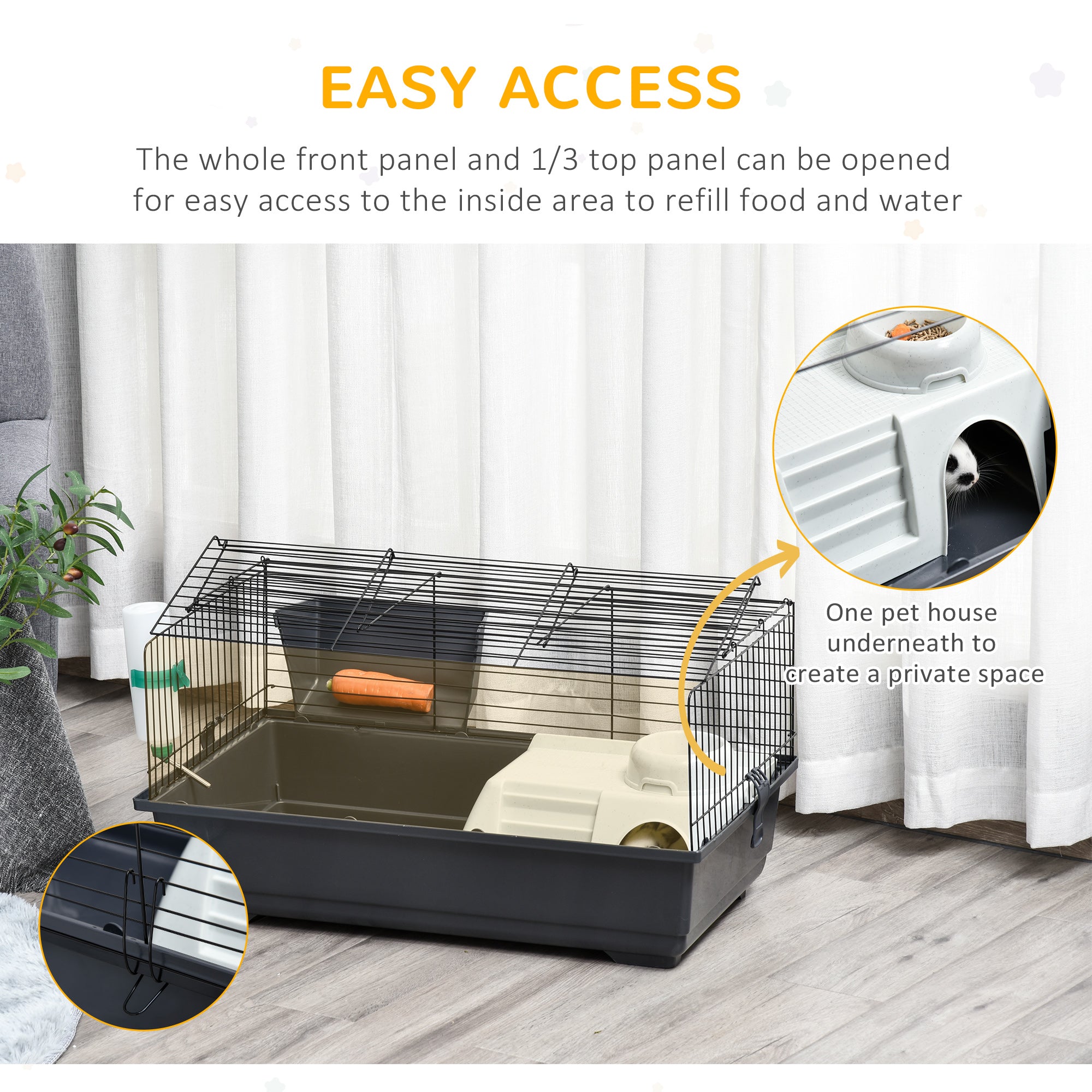 Pawhut Small Animal Cage Rolling Guinea Pig Hutch with Detachable Stand Storage Shelf Feeder Water bottle 31