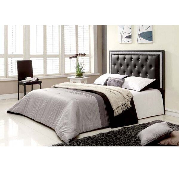 Best Master Furniture Upholstered Rhinestone Leather Headboard - - 18826033