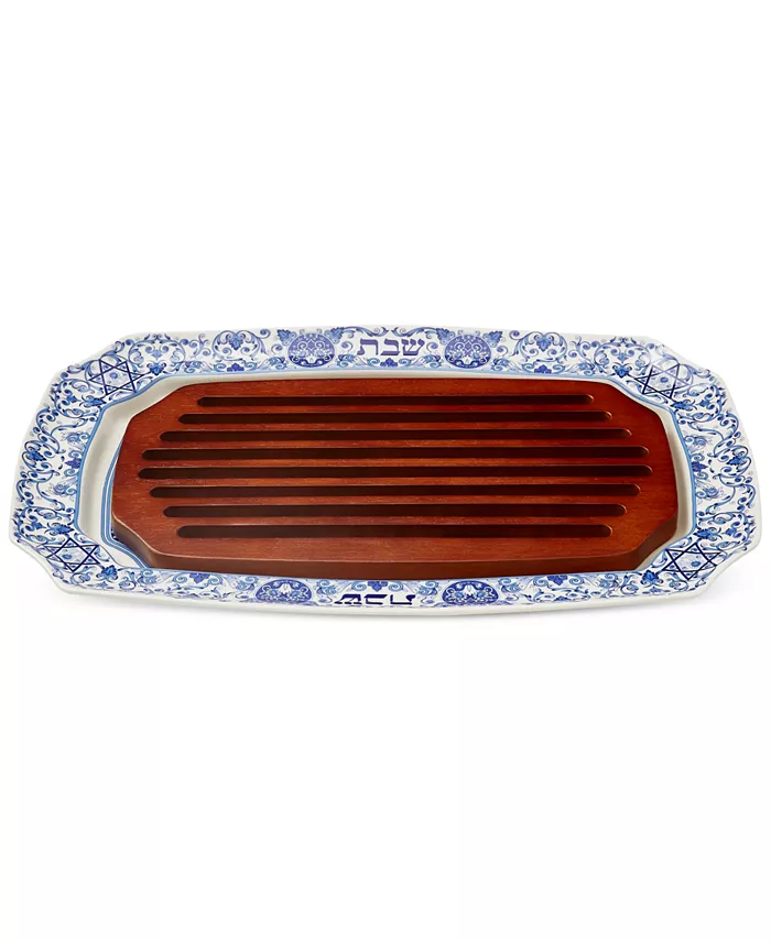 Spode Judaica Challah Tray with Wooden Insert