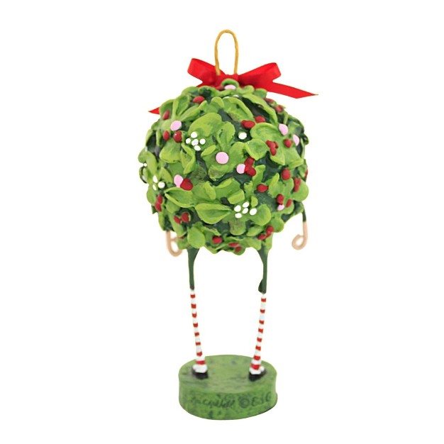 Lori Mitchell Christmas Kisses One Figurine 6 5 Inches Holly Ball Berries 14469 Polyresin Green