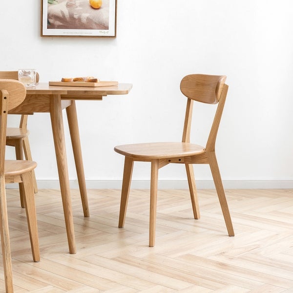 3-Piece Sets Natural Solid Oak Round Corner Telescopic Table