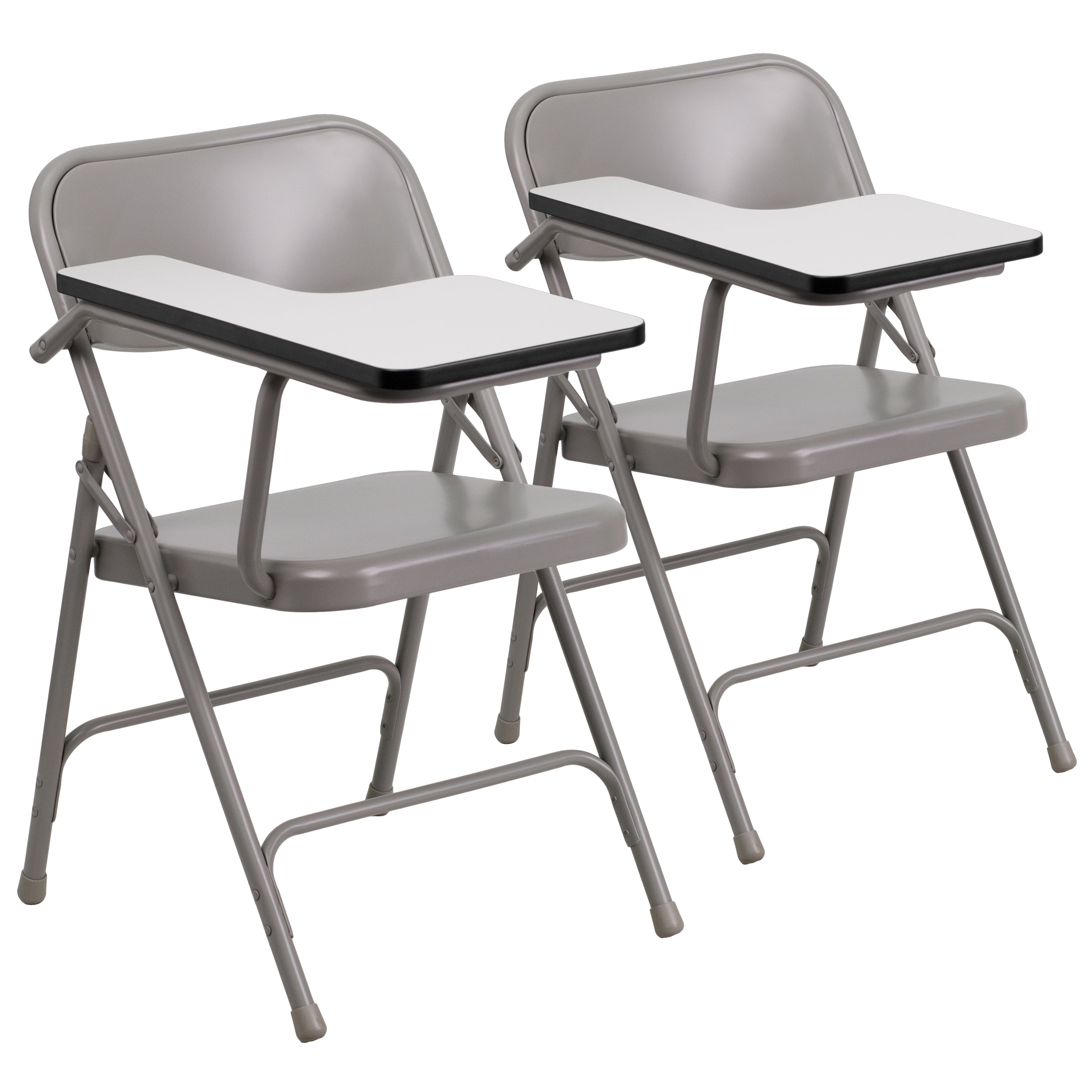 Flash Furniture 2 Pack Premium Steel Folding Chair with Right Handed Tablet Arm