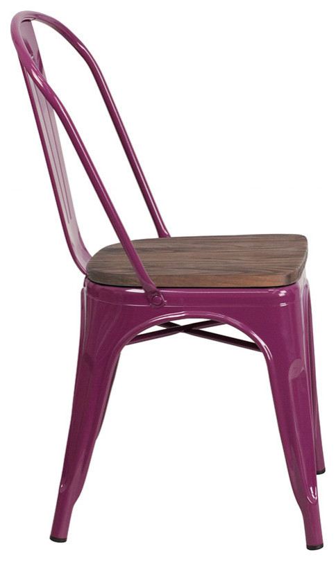 Metal Stackable Chair With Wood Seat   Contemporary   Dining Chairs   by BisonOffice  Houzz