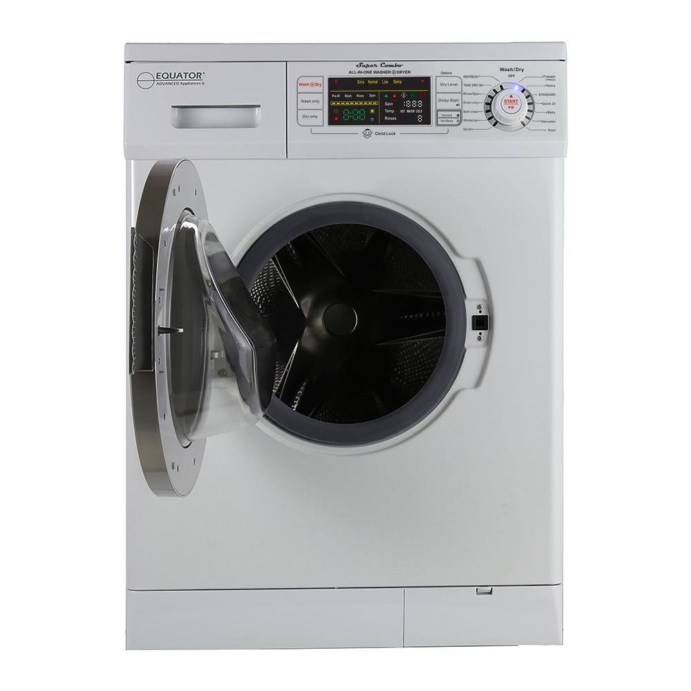 EQUATOR ADVANCED Appliances 1.57 cu. ft. 110V All-in-One Washer and Dryer Combo with Pedestal in White EZ4400 N -White (V 2.5) + PDL 4455 White