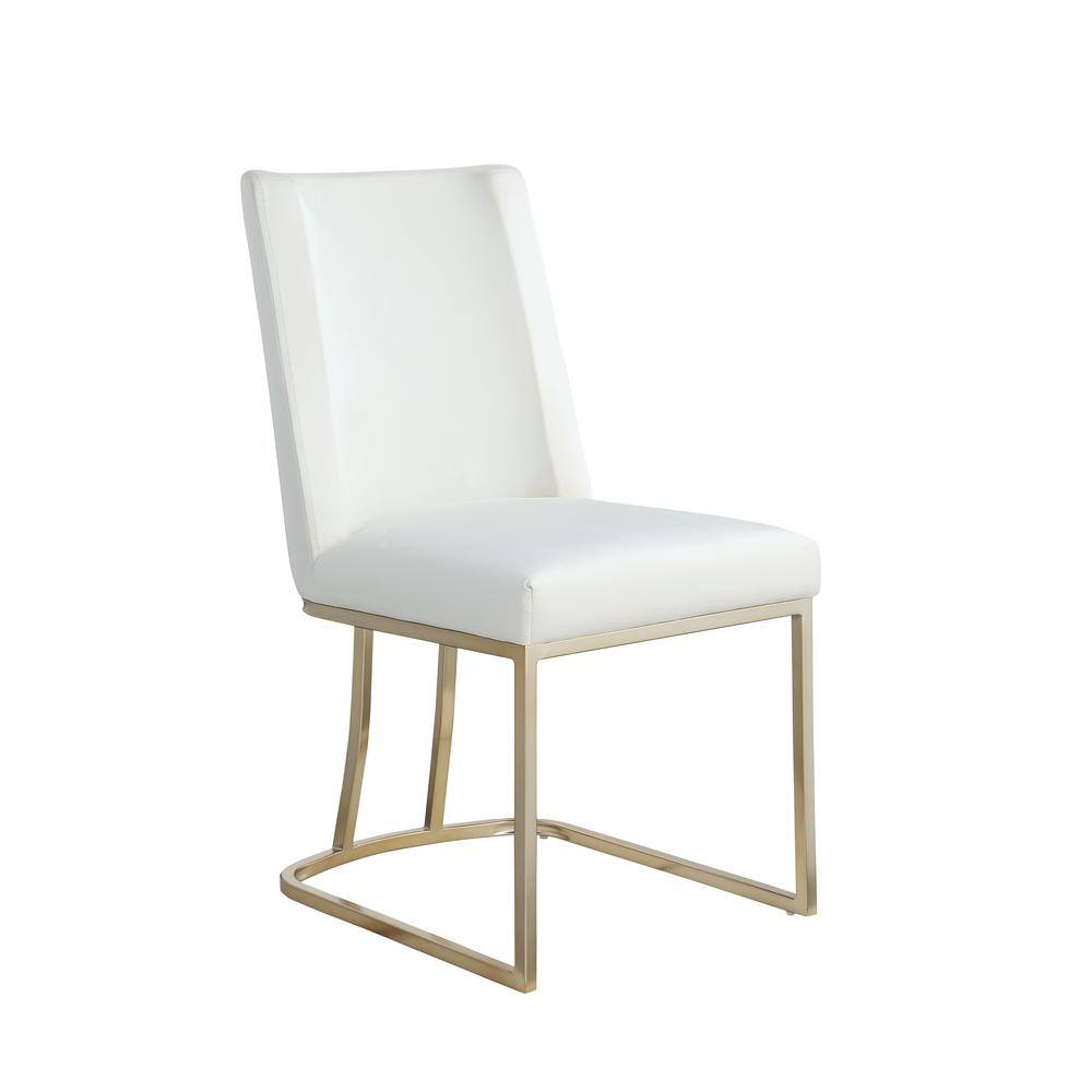 Modern White Velvet Upolstered Dining Chairs with Gold Metal Legs (Set of 2) ZY-W156769767