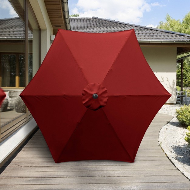 9 x27 X 9 x27 Steel Market Polyester Patio Umbrella With Crank Lift And Push button Tilt Brick Astella