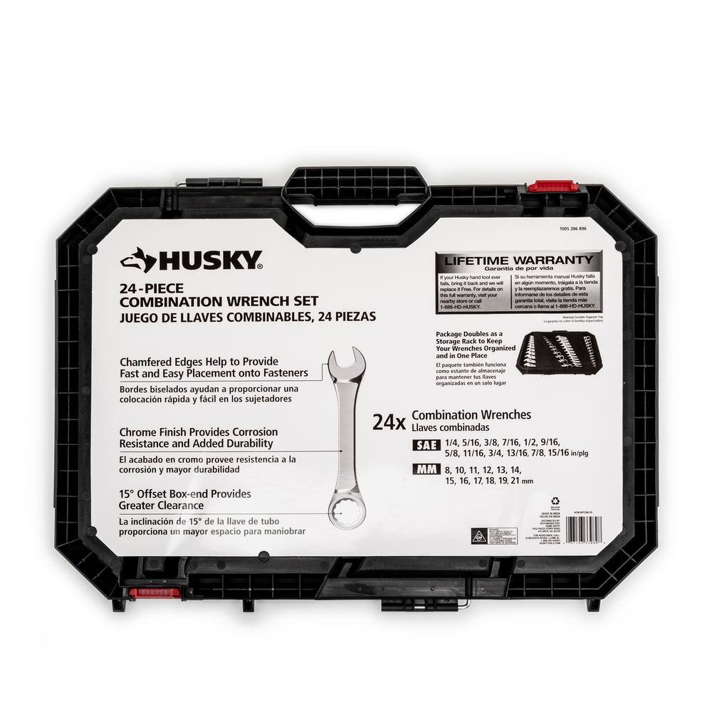 Husky SAEMM Combination Wrench Set (24-Piece) HCW24PCSM-05